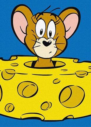 Картина по номерам для детей wb "tom and jerry: любитель сыра" 25х25 см