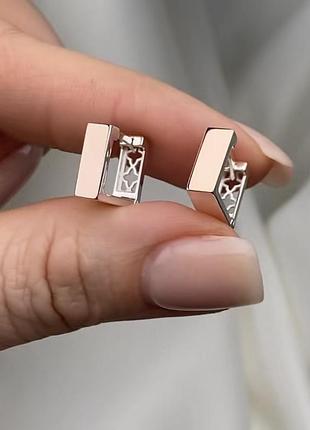 Серебряные серьги с золотыми напайками 4