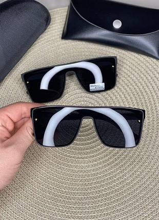 Мужские солнцезащитные очки маска matrix polarized черные с металлическими вставками поляризованные черный глянцевый