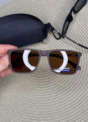 Мужские очки armani polarized квадратные армани с поляризацией антибликовые очки с металлическим заушником коричневый