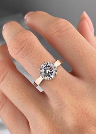 Серебряное женское кольцо с золотыми вставками 0642.10