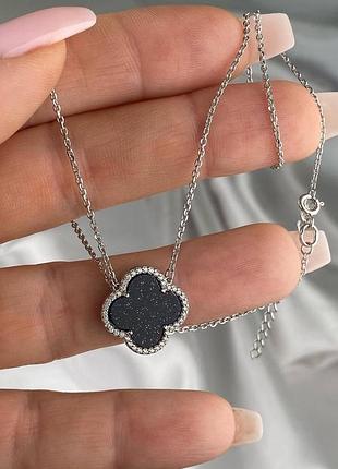 Серебряное колье клевер д.1,5 см. 2