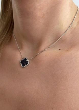 Серебряное колье клевер д.1,5 см. 3