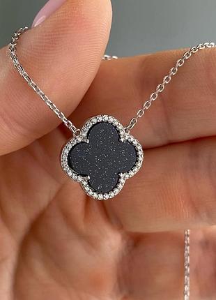 Серебряное колье клевер д.1,5 см. 4