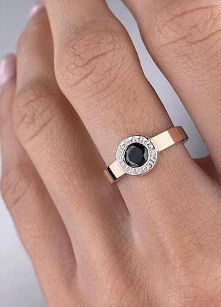 Срібна жіноча каблучка bvlgari з золотими пластинами