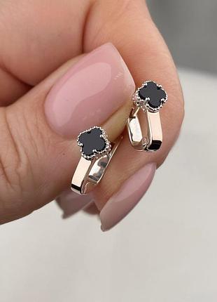 Серебряные серьги с золотыми напайками