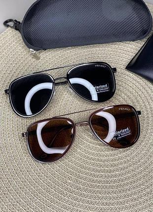 Мужские солнцезащитные очки aviator prada polarized поляризованные летние очки капли авиатор