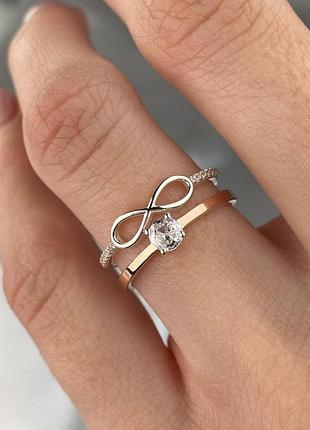 Серебряное женское кольцо c золотыми пластинами 1553.50