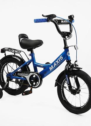 Велосипед детский 14" дюймов 2-х колесный "corso" maxis mx-43033 ручной тормоз, звоночек, дополнительные колеса