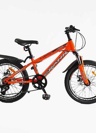 Дитячий спортивний велосипед 20’’ corso «crank» cr-20734 дискові гальма, крила