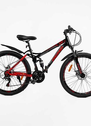 Велосипед спортивний двопідвісний corso 26" дюймів "rend" rd-19087, shimano