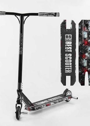 Самокат трюковый best scooter bs-77101 (4) hic-система, пеги, алюминиевый диск и дека с принтом, колёса pu,