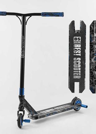 Самокат трюковый best scooter bs-77566 (4) hic-система, пеги, алюминиевый диск и дека с принтом, колёса pu,