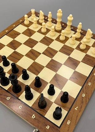 Шахматы a0068 (24шт) деревянные, 39-39, 3в1(нарды, шашки), фигуры деревянные и пластик, в пробке, 39,5-2