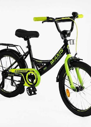Велосипед 18" дюймів 2-х колісний "corso" maxis cl-18130 (1) ручне гальмо, дзвіночок, додаткові колеса, зібраний на 75, в коробці