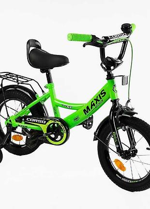 Велосипед 14" дюймів 2-х колісний "corso" maxis cl-14125 (1) ручне гальмо, дзвіночок, сидіння з ручкою, додаткові колеса, зібраний