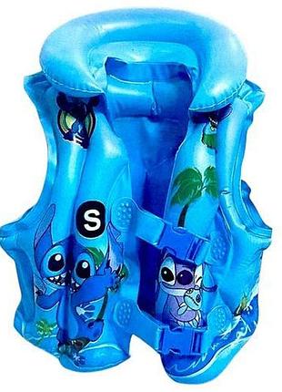 Дитячий надувний жилет для плавання "персонаж: стич / stitch" 35 см (блакитний)