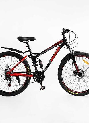 Велосипед спортивний двоподвісний corso 27.5" дюймів "rend" rd-50401, shimano