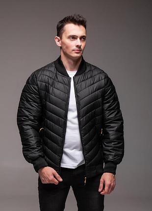 Весняний бомбер чорний утеплений casual xxxl