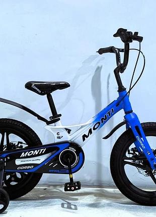 Велосипед 16" дюймів 2-х колісний corso «monti» mt-16316 (1) магнієва рама, литі диски, дискові галь