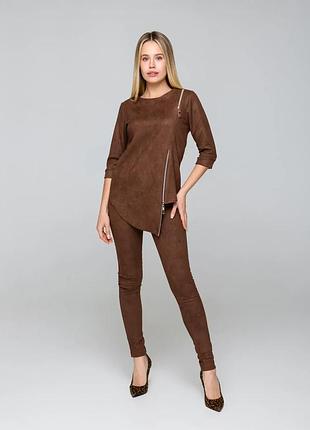 Жіночий костюм замш monika, шоколадний l/xl