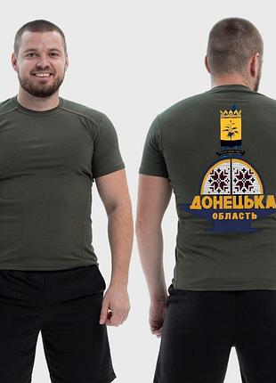 Чоловіча тактична футболка з принтом донецька область стела стелла fpv, хакі