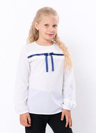 Школьная блузка для девочки с кружевом, белая софт, 122см, 128см, 134см, 140см, 146см, 152см 140
