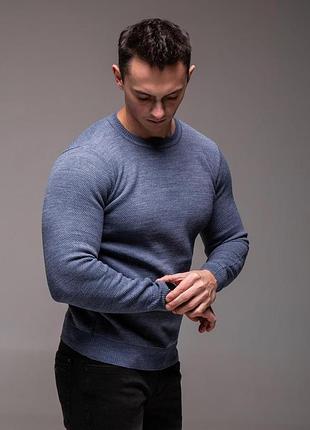 Блакитний чоловічий светр "fine mesh" 3