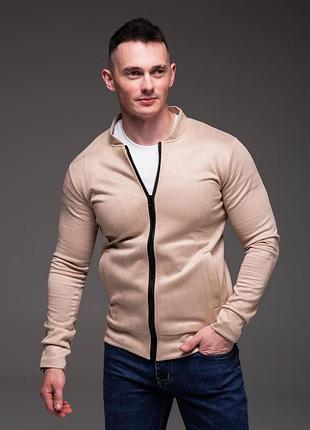Чоловічий замшевий бомбер бежевий casual l