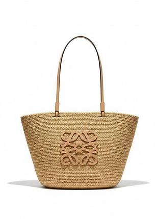 Женская плетеная сумка-шоппер в стиле loewe бежевого цвета, летняя соломенная сумка, пляжный шоппер