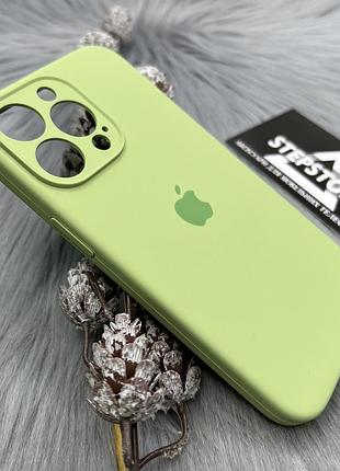 Чехол квадратный silicone case для iphone 13 pro full camera с микрофиброй закрытым низом камерой мятный (mint)