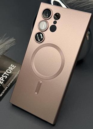 Чохол для samsung s22 ultra з лінзами на камеру magsafe силіконовий протиударний магнітний