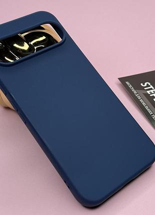 Чохол для google pixel 10 pro xl силіконовий з мікрофіброю матовий однотонний протиударний синій