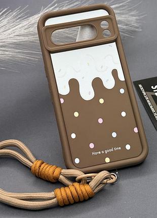 Чохол для google pixel 8 pro нейлоновим шнурком силіконовий матовий протиударний з малюнком crossbody