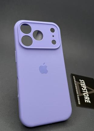 Чехол для iphone 17 pro silicone case с микрофиброй закрытым низом силиконовый закрытая камера lilac