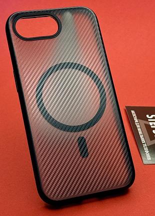 Чехол для iphone 16e/17e из magsafe матовый с резиновым ободком затемненный с carbon