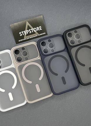 Чехол для iphone 13 pro 6.1 с magsafe и вставкой на камеру матовый soft touch case