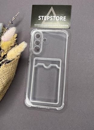 Чехол для samsung a36 (а366) с кармашком для карточки силиконовый противоударный прозрачный full camera