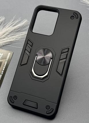 Чехол для xiaomi redmi 12 бронированный с магнитом кольцом-подставкой противоударный с уголками