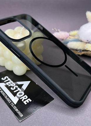 Чехол для iphone 13 pro max magsafe прозрачный затемненный с резиновым ободком противоударный магнитный