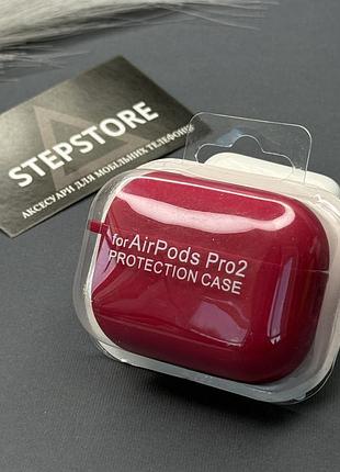 Чехол с микрофиброй толстый для apple airpods pro 2 силиконовый противоударный с карабином малиновый (rose red)