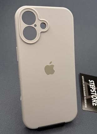 Чехол для iphone 17 silicone case с микрофиброй закрытым низом силиконовый закрытая камера светло-серый (stone)