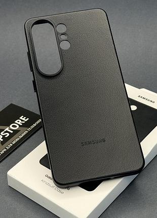 Чехол leather case для samsung s26 ultra єко-кожа премиум-класса с логотипом и микрофиброй с закрытым низом