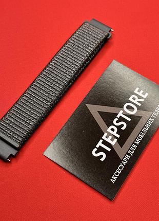 Ремешок 18 мм нейлоновый для smart huawei watch nylon универсальный на липучке тканевый серо-зеленый