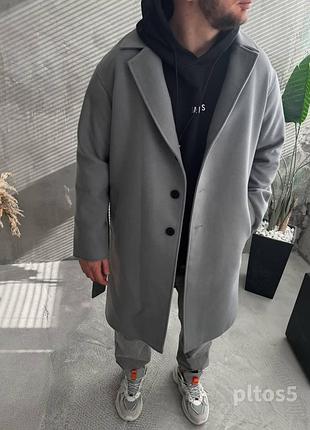 Пальто чоловіче подовжене демісезонне тренч єврозима oversize сірий