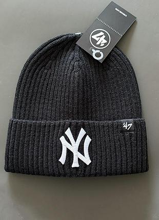 Шапка чоловіча та жіноча осінь зима new york yankees чорна