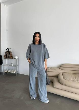 Костюм жіночий комплект футболка і штани baggy бавовняні