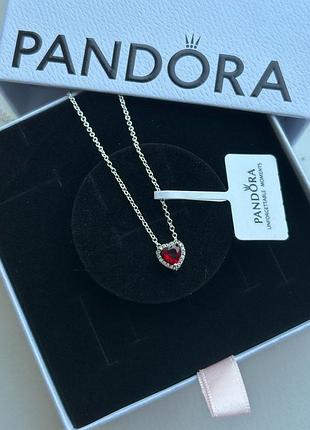 Кулон-кольє пандора червоне серце pandora