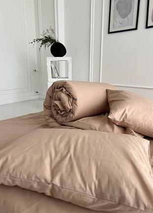 Постельное белье полуторное бязь gold luxe простыня на резинке 120х200х20 наволочки 70х70 капучино