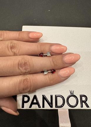 Красные серьги пандора pandora стрела-сердце стрела амура 6